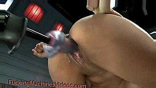 Gagged brunette pussy fucked by machine