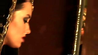 Beautiful brunette seduces many men at the Indian waterfall.