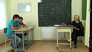 Two dudes bang old teacher