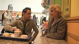 Blonde granny jumps on his cock