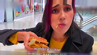 Public agent seduces student for outdoor sex in mall.