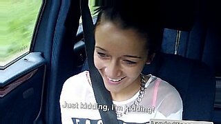 Brunette teen got a huge dick in car POV