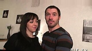 French amateur couple with a big boobed brunette banged in their apart