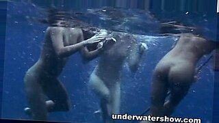 Three girls swimming nude in the sea