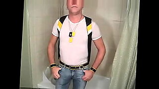 pee protection in cock-squeezing denim sheer T'_s and leather vest 2016