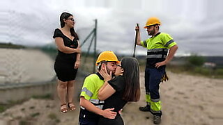 Construction worker fucks curious girl and cums inside.