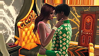 First time sex in marriage, Indian couple with big boobs and 3D animation.