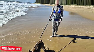 Bikini walking on a Public beach